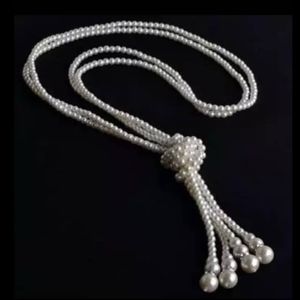 Long White Pearl necklace